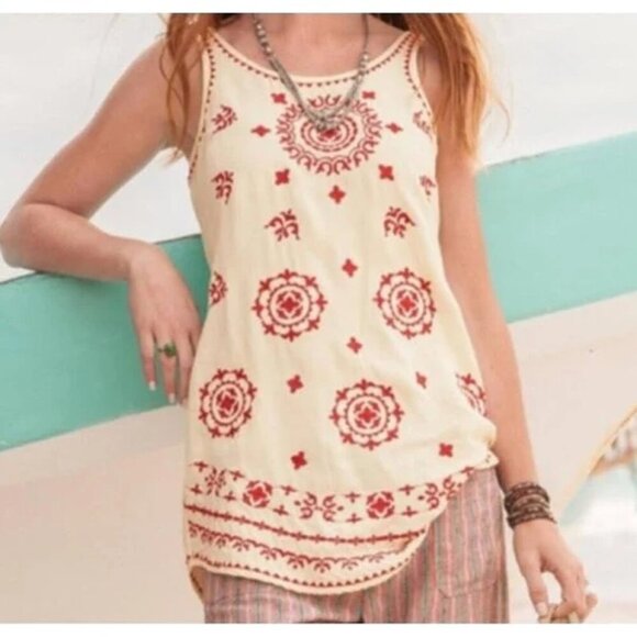 Lucky Brand Top Embroidered Tank Boho Colorful Cotton Womens Medium - Picture 12 of 12